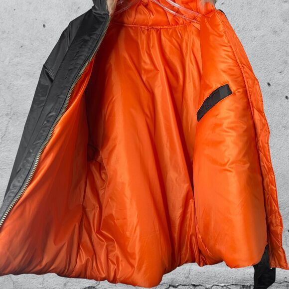 DELF Winter Coat Heavy Duty Military Retro Jacket Black Hooded Faux Fur Men's XL - Picture 6 of 12